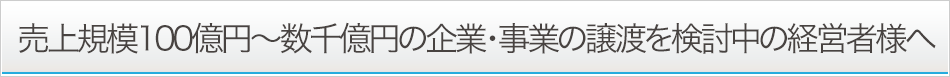 売上規模100億円～数千億円の企業・事業の譲渡を検討中の経営者様へ