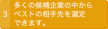 3.多くの候補企業の中からベストの相手先を選定できます。